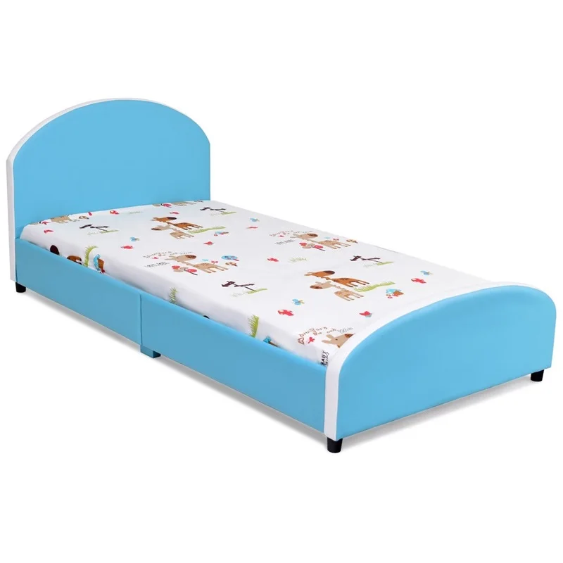 

Kids Children PU Upholstered Platform Wooden Princess Bed High Quality Modern Sturdy Stable Kids Beds Furniture HW59102