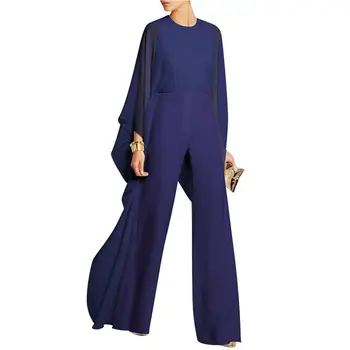 

Women Formal Chiffon Jumpsuit Romper Ruffles Loing Sleeves Wide Leg Clubwear Jumpsuits Bodycon Party Evening Outfit