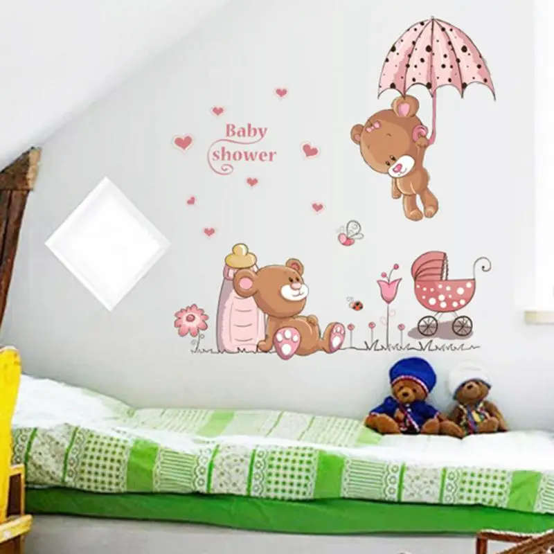 removable bear design sticker art decal wall sticker nursery girl