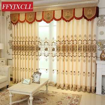 

Classic Embroidered 85% Blackout Curtains Tulle For living Room Bedroom Kitchen Window Curtains Valance Drapes Home Decor