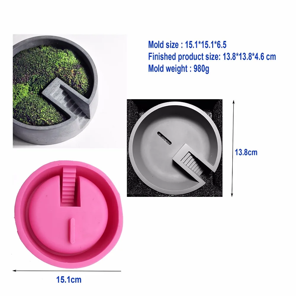 Big Round Craft Landscape Vase DIY Concrete Silicone Mold for Succulent Plant DIY flower Pot making Cement Cactus silica mould