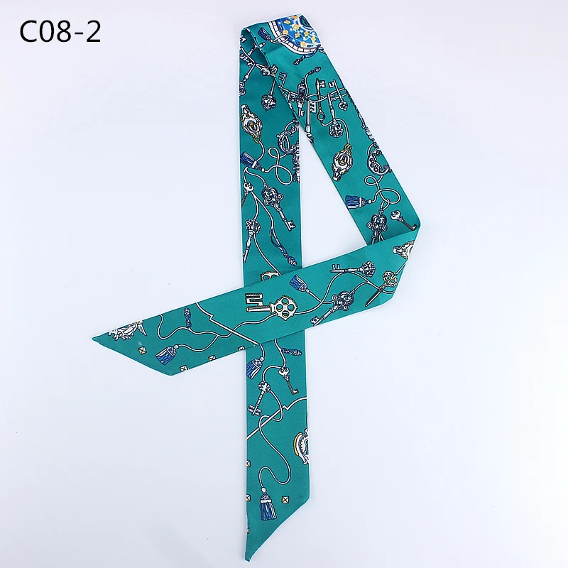 

2019 Twill narrow long Scarf Geometric fashion woman Tie Bag Handle Ribbon Hairband Shawl Scarf headscarf skinny scarves