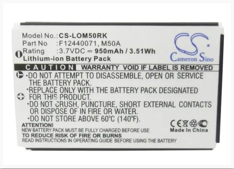  Cameron Sino 950mAh battery for LOGITECH diNovo Edge DiNovo Mini Y-RAY81 190304-2004 F12440071 M50A
