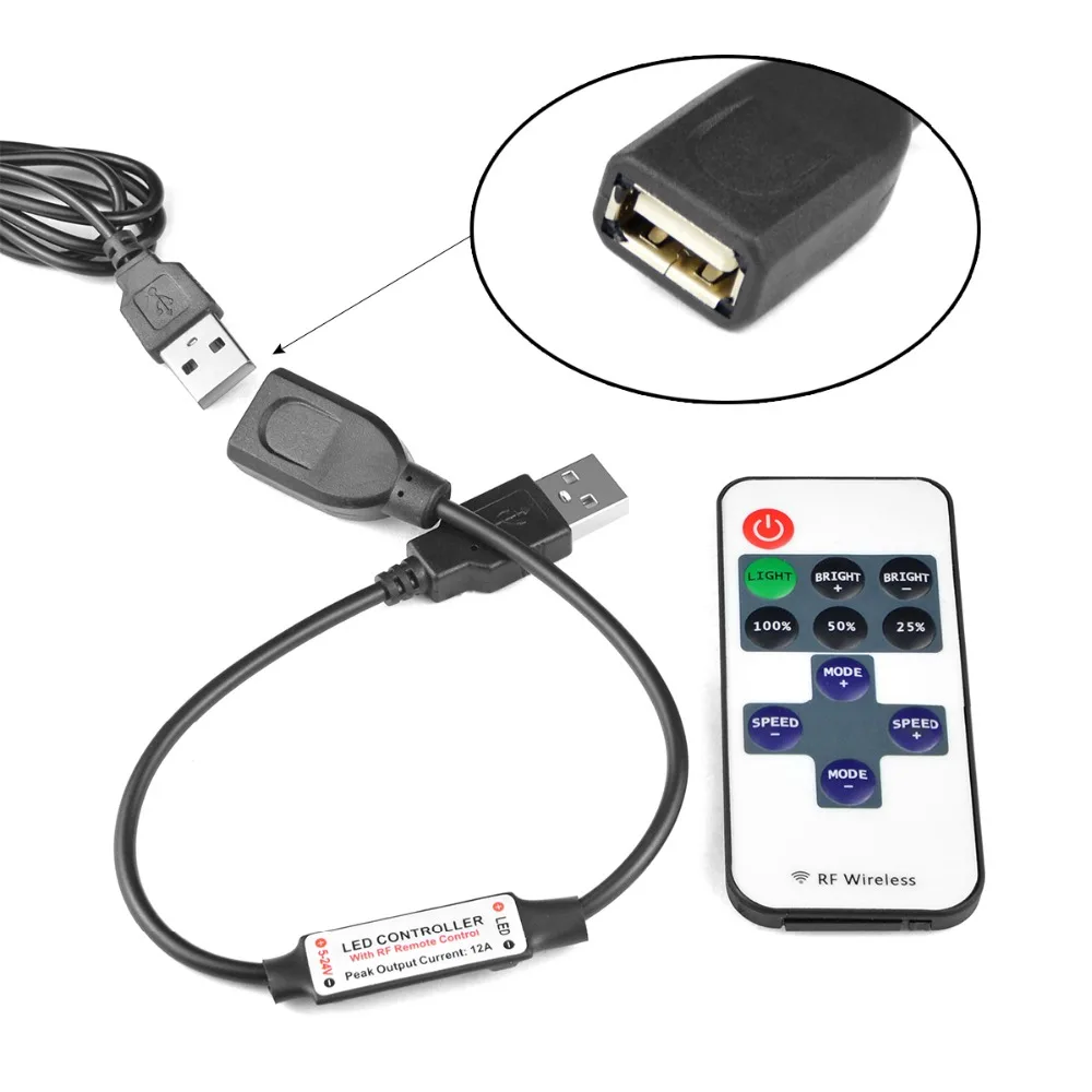 DC 5 V USB светодиодный клейкая лента ТВ подсветка светодиодная лента 2835 белый теплый белый RF пульт дистанционного управления Гибкая Настольная декоративная лампа