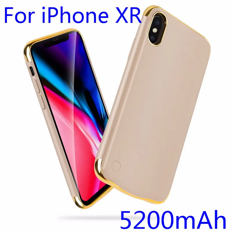 Тонкий противоударный чехол для зарядного устройства для iPhone XR XS Max, перезаряжаемый внешний аккумулятор для iPhone X XS, чехол для зарядки - Цвет: IXR-Gold