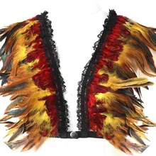 Перьевые эполеты крылья для Для женщин горящий человек золото регулировки тела портупея с бюстгальтером Свадебная клуба вечерние танцевальная одежда в стиле рейв костюмы на Хэллоуин