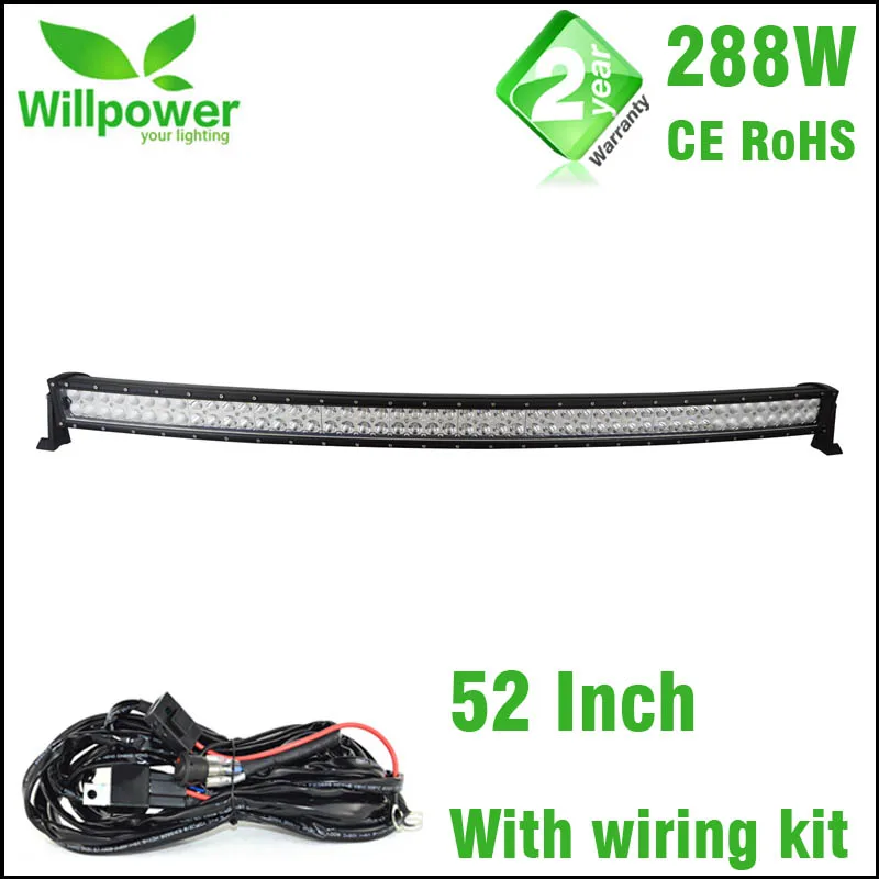 

Truck 4wd 288w Curved 12v Work waterproof car 52 inch Combo Beam high power offroad LED Light Bar 12v