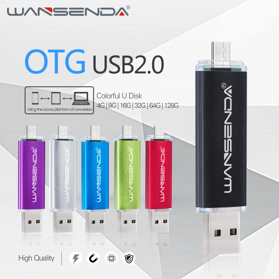 WANSENDA USB 2,0 OTG USB флеш-накопитель для телефонов на Android 256 ГБ 128 ГБ 64 ГБ флеш-накопитель 32 Гб 16 Гб Micro USB карта памяти 8 Гб флешка