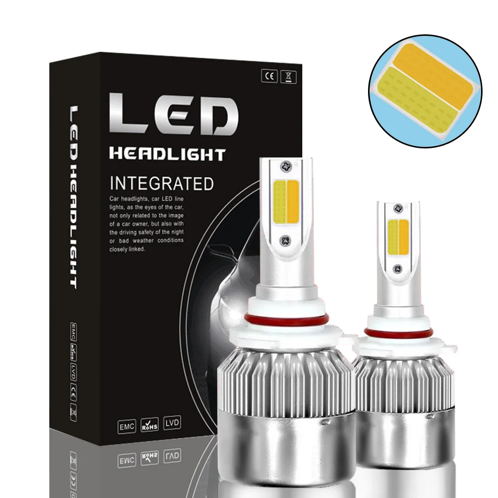 

2PCS Dual Color Car Lights 3000K 6000K H7 LED H4 Bulbs H1 H3 9005 HB3 9006 HB4 H8 H9 H11 LED Headlamps For Auto Fog Lights 12V
