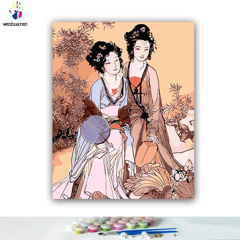 

DIY Coloring paint by numbers Ancient woman paintings by numbers with kits 40x50 framed