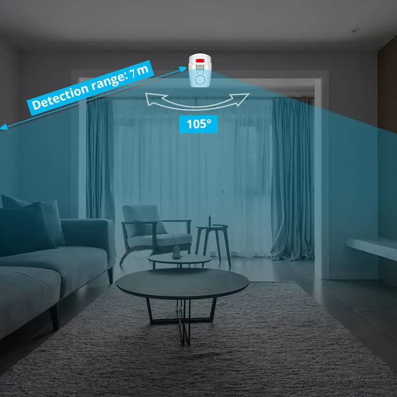 Perro 110dB hogar sistema de alarma de seguridad Sensor de infrarrojos PIR Anti-robo de Detector de movimiento con 2 controlador remoto