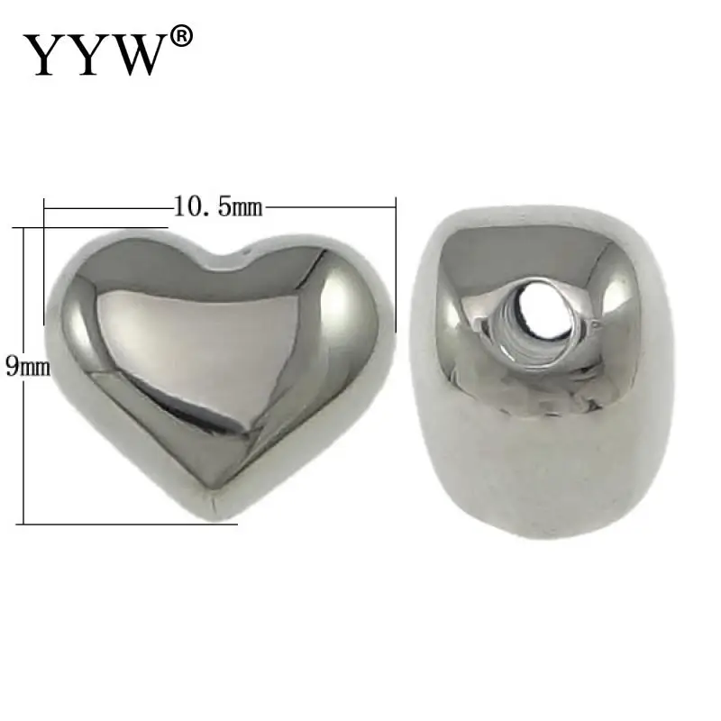 

Wholesale 50pcs 10.5x9x7mm Stainless Steel Spacer Beads Charm Heart Beads For Diy Jewelry Making Bracelets Hole 2mm Loose Beads