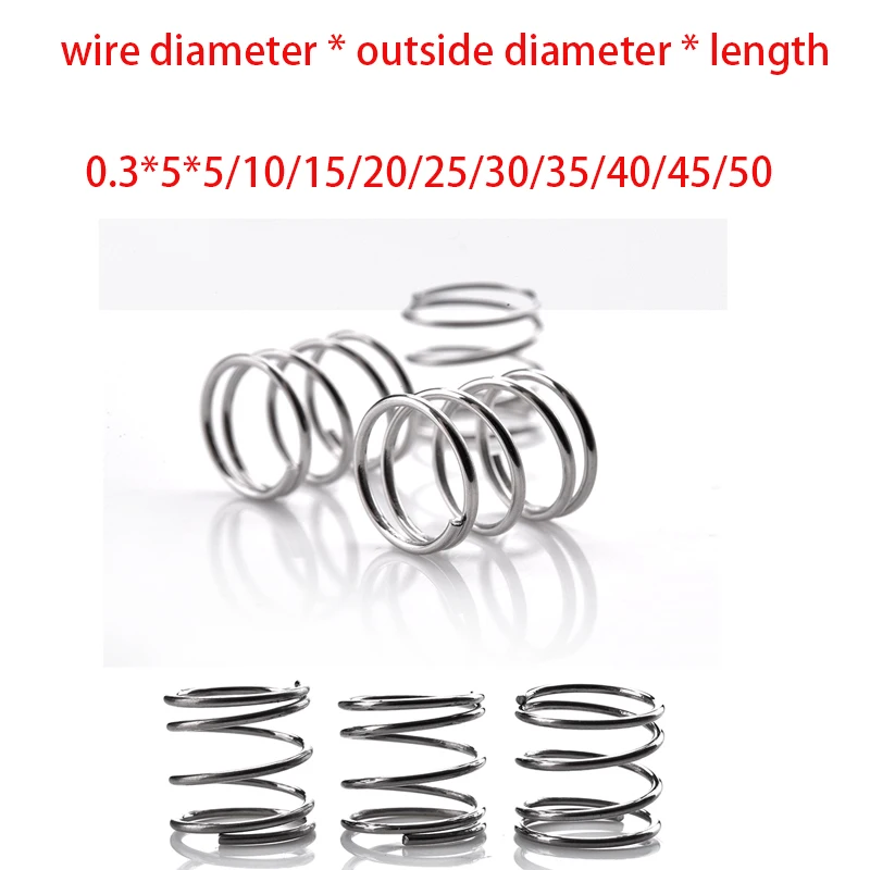 

10pcs wire diameter 0.3mm Outer diameter 5mm Length 5-50mm stainless steel compression spring extension springs