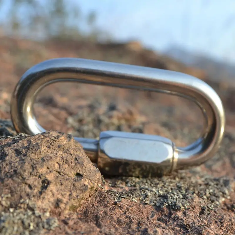 

Professional Carabiner Main Lock Rock Climbing Safety Buckle 3 Sizes 22KN Stainless Steel O-Shape Screw Gates mountaineering