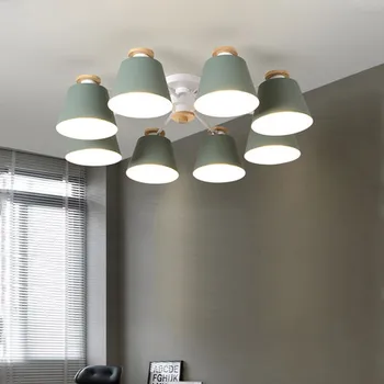 

Living Room Chandeliers suction top Lighting grey green blue yellow pink body Wooden Hanging Light Lampshade Kitchen Lights