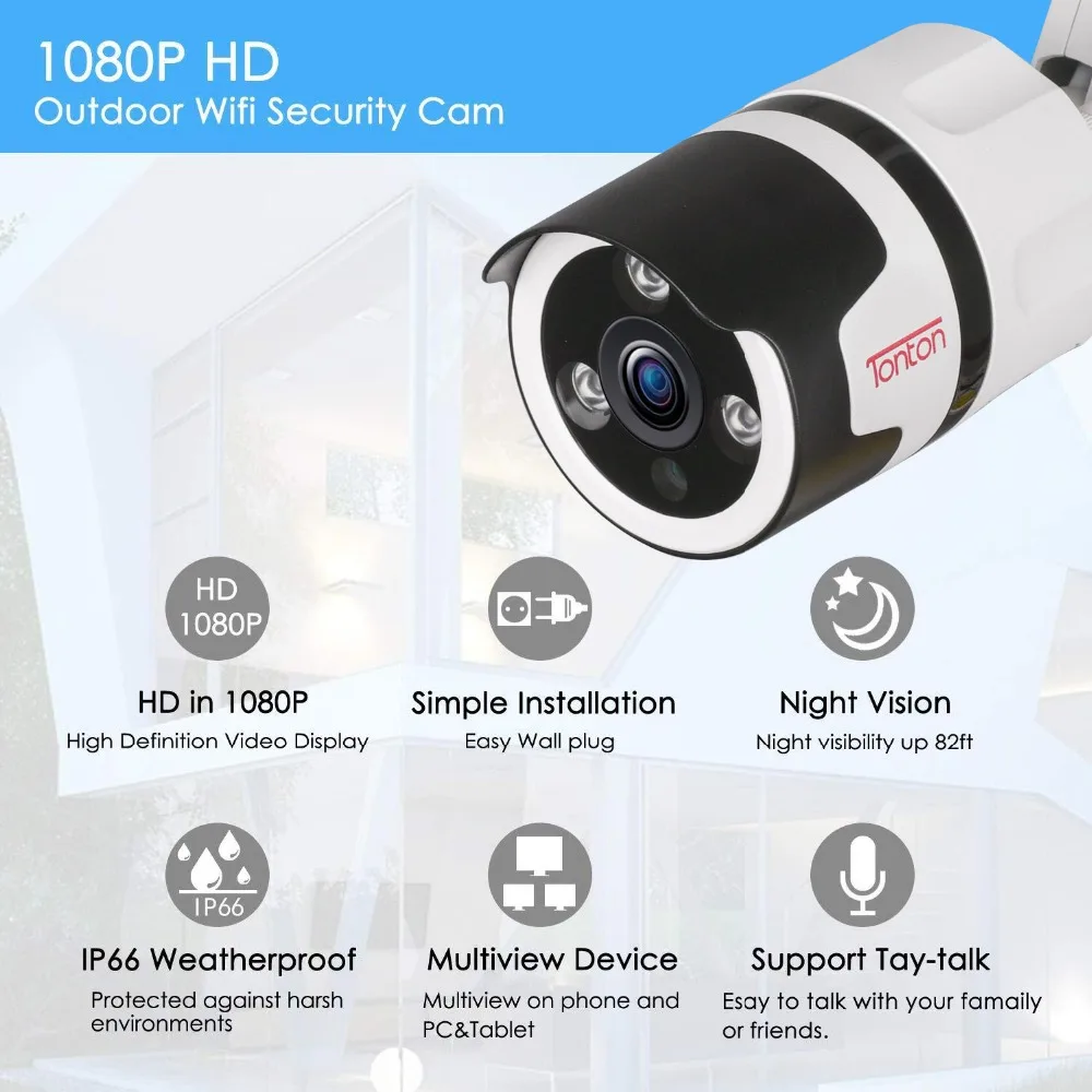 Беспроводная ip камера Tonton 1080P с Wi Fi двусторонняя аудиосвязь датчик Onvif Sony для