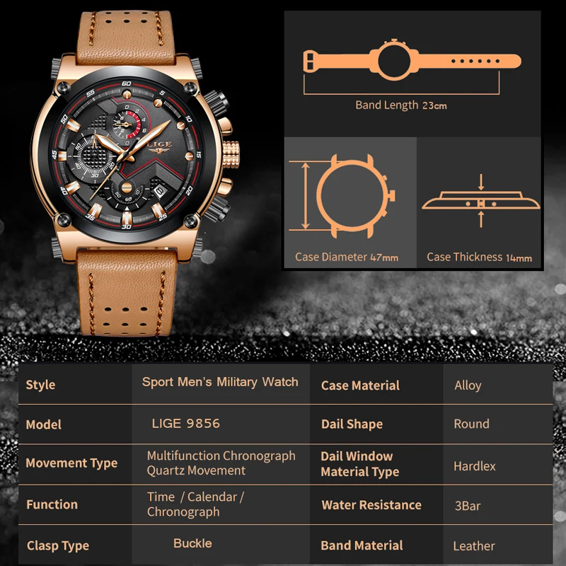 Часы Relojes hombre LIGE мужские Топ бренд роскошные повседневные кварцевые часы кожаные