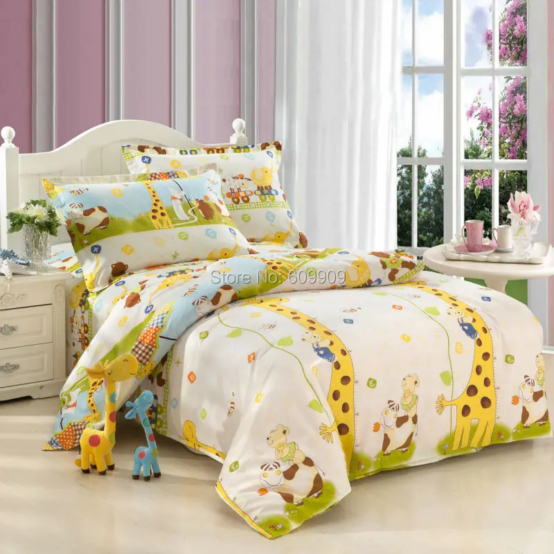 5 Pieces Giraffe Bedding Set Kids Queen Size Bedding Sheets Twin