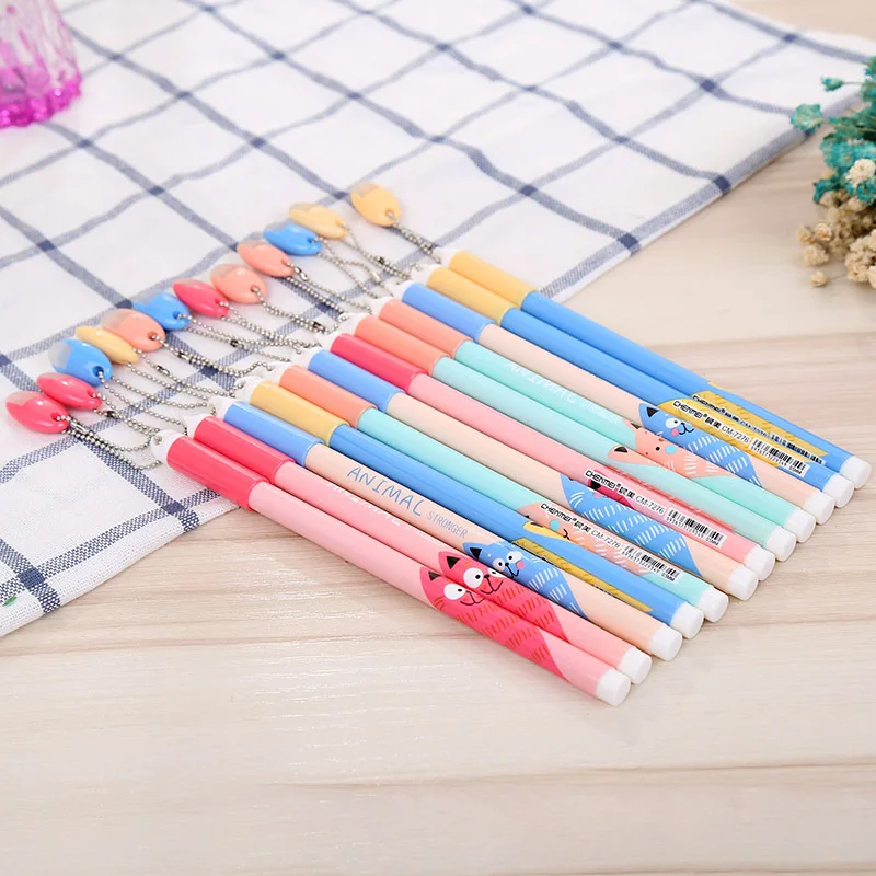 

3 pcs / set boligrafos Cat ballpoint pen Pendant pens Kawaii kalem material escolar caneta stationery pens erasable