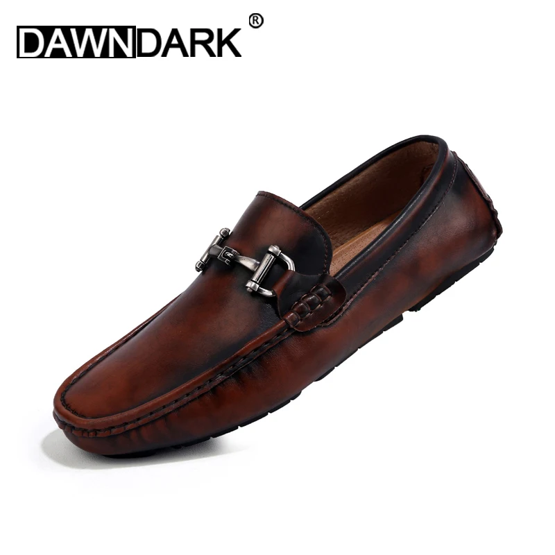 Mens Casual Shoes Slip on Brown Black Men Flats Split Leather Spring Summer Big Size Male Luxury Fashoin Footwear | Обувь