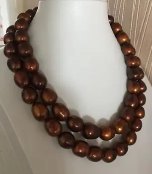 

elegant 9-10mm baroque chocolate pearl necklace 32inch 925s