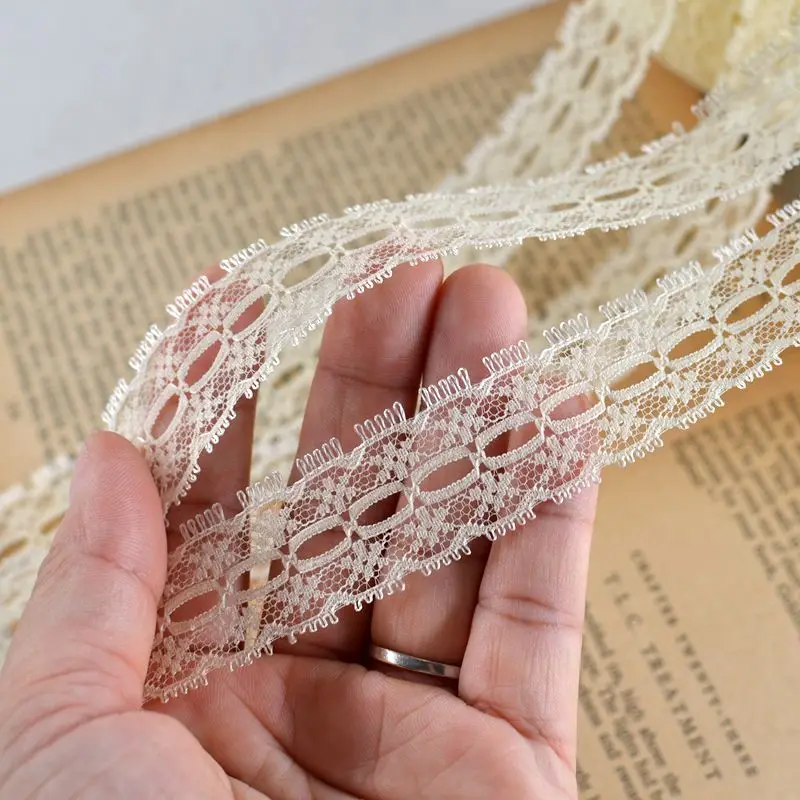 50 meter/lot 2.5cm 0.98" width beige mesh fabric embroidery tapes lace