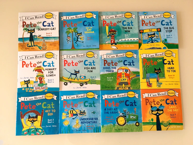 12pcs/set I Can Read pete the cat English Picture Books Children story book Early Educaction pocket reading book 13x13 cm