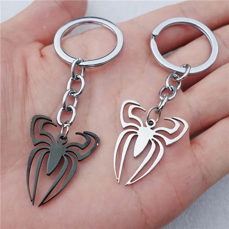 Superhero Spiderman Spider Keychains Stainless Steel Insect Keyring ...