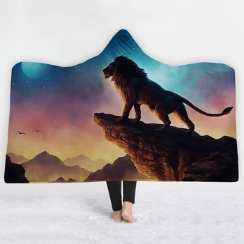 

Mountaintop animals Lion blanket keep Warm soft comfortable blanket twin full size Cartoon for children style blanket