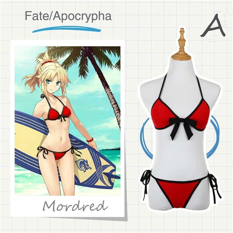 Fate/Apocrypha FGO, косплей, Mordred Red Saber, косплей, костюм, купальники, бикини, Mordred, купальники, летняя одежда для плавания, униформа