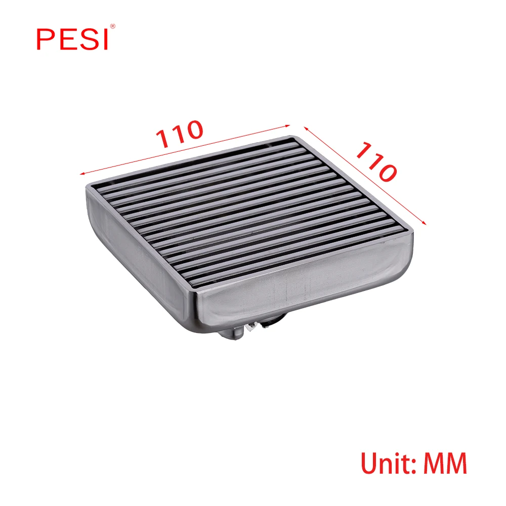 Квадратный 4/6 дюймов Запах стойкий Сливная крышка прямоугольник SUS304 Нержавеющая сталь душ напольная решетка слива линейный дренаж пола