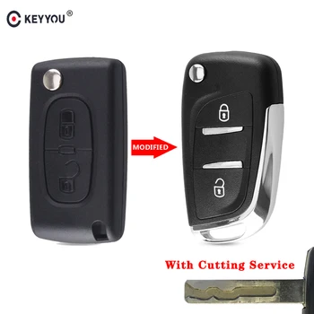

KEYYOU Cut Blade 2 Button Modified Filp Remote Car Key Shell Case For Peugeot 307 408 308 Entry Fob Case Shell HU83 Blade CE0536