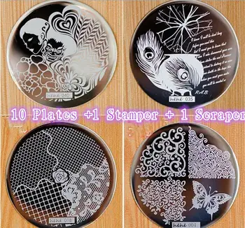 

10 Plates +1 Stamper + 1 Scraper 60 Designs Optional For Choosing Nail Art Image Konad Print Stamp Stamping Manicure Template