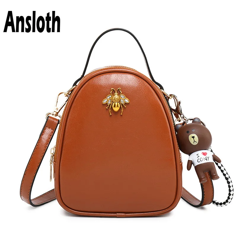 Donne Cuoio brown Delle Modo Sacchetto Della borgogna Del Alta Rosa Dell'unità Con Qualità Mini Il colore Borsa Borse Hps106 Per A Di Marca Elaborazione Orso Crossbody Signora Nero Ansloth Spalla Le 8EqXp0