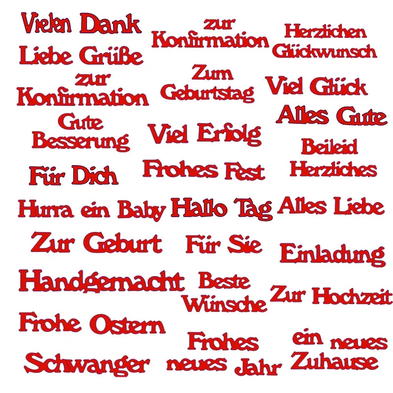 

German Phrases Words Small Size Metal Cutting Dies for DIY Scrapbooking Paper Cards Making Decorative Crafts Supplies New 2019
