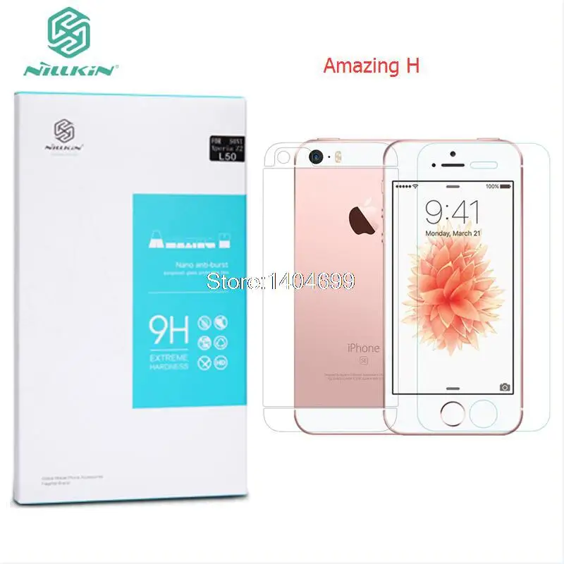 Nillkin 9H 2.5D Amazing H+ PE+ Anti-Explosion Screen Protector Tempered Glass For Apple iPhone SE 5S / 5 Gift Back Film