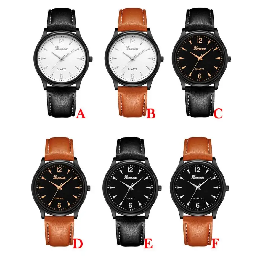 Montre femme Geneva Роскошные ультратонкие часы из искусственной кожи черные взрослые