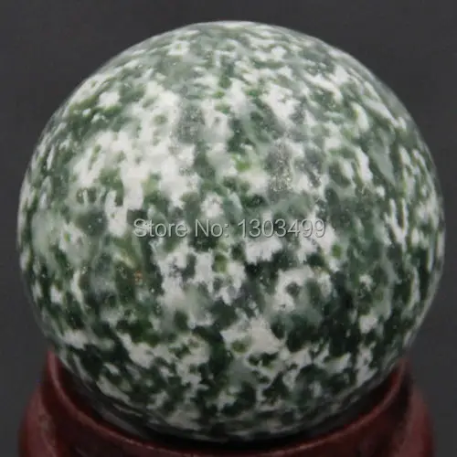 

(1.6") 40MM Natural Gemstone Green Spot Jasper Sphere Crystal Globe Ball Chakra Healing Reiki Stone Carving Crafts W/Stand
