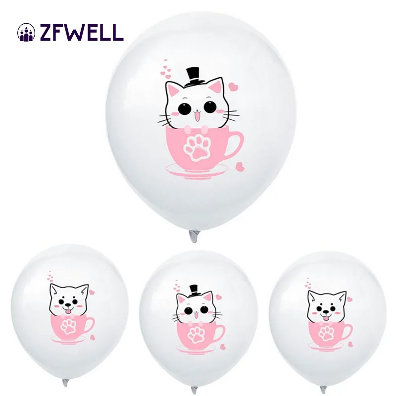 ZFWELL12 дюймовая круглая Милая чашка с кошкой для домашних животных рисунком собаки