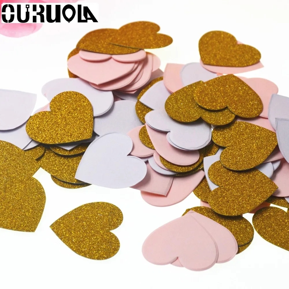 

100pcs Paper Confetti Heart Love Star Circle Round Graland Wedding Hanging String Princess Bridal Party Birthday Decor DIY EID