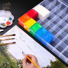 Портативный 24/36/48 прозрачной сетки большой Ёмкость Пластик шкатулка для путешествий, Акварель коробка красок для детей акварель товары для рукоделия