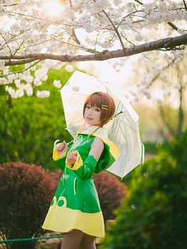 

[March Stock ]Anime Cardcaptor Sakura Kinomoto Changable Frog Cute Uniform Cosplay Costume S-L For Halloween Free Shipping New