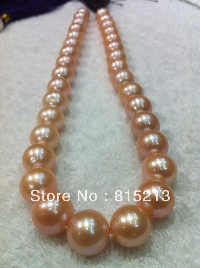 

ddh001462 huge AAA+++ south sea 12-14mm PINK pearl necklace 18" 14k