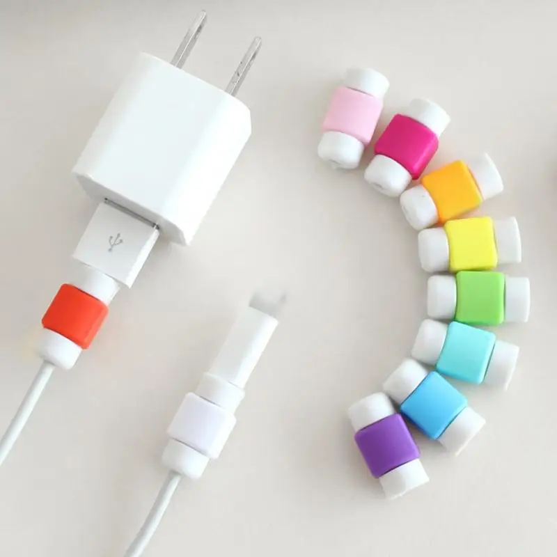 

New 5pcs Candy Color USB Data Cable Headset Protector For iPhone 5 5s 6 6S Plus for iphone 7 8 X