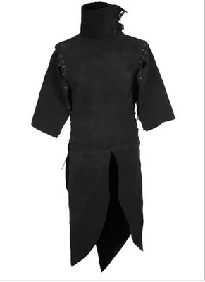 

Vintage Men's Black Tops High Neck Ropes Shorts Clothing Middle Ages Male's Party Cosplay Dressing