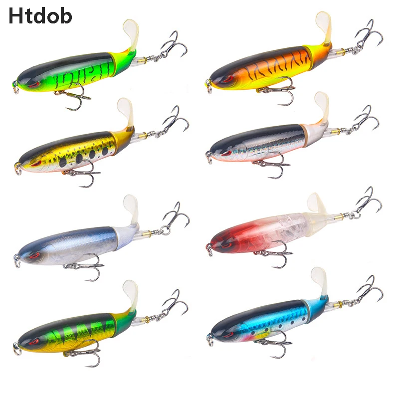 Htdob 8Pcs Fishing Lures Propeller Rotate soft tail 13G/10CM hard artificial bait floating water sw