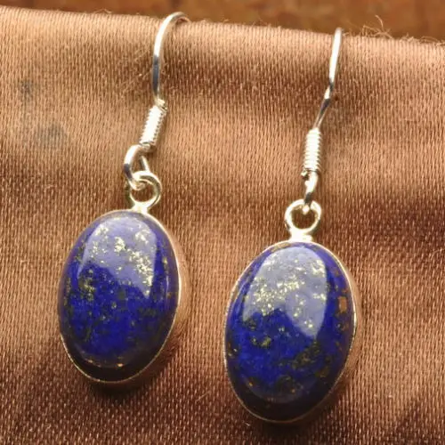 

wb003 Vintage Style Indigo Natural Lapis Lazuli Silver Earrings