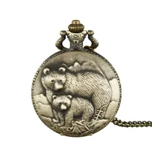 Relógio de bolso Urso Feliz Bonito Souvenir Antique Bronze Relief Projeto Pedra de Quartzo Presente das Crianças de Lazer