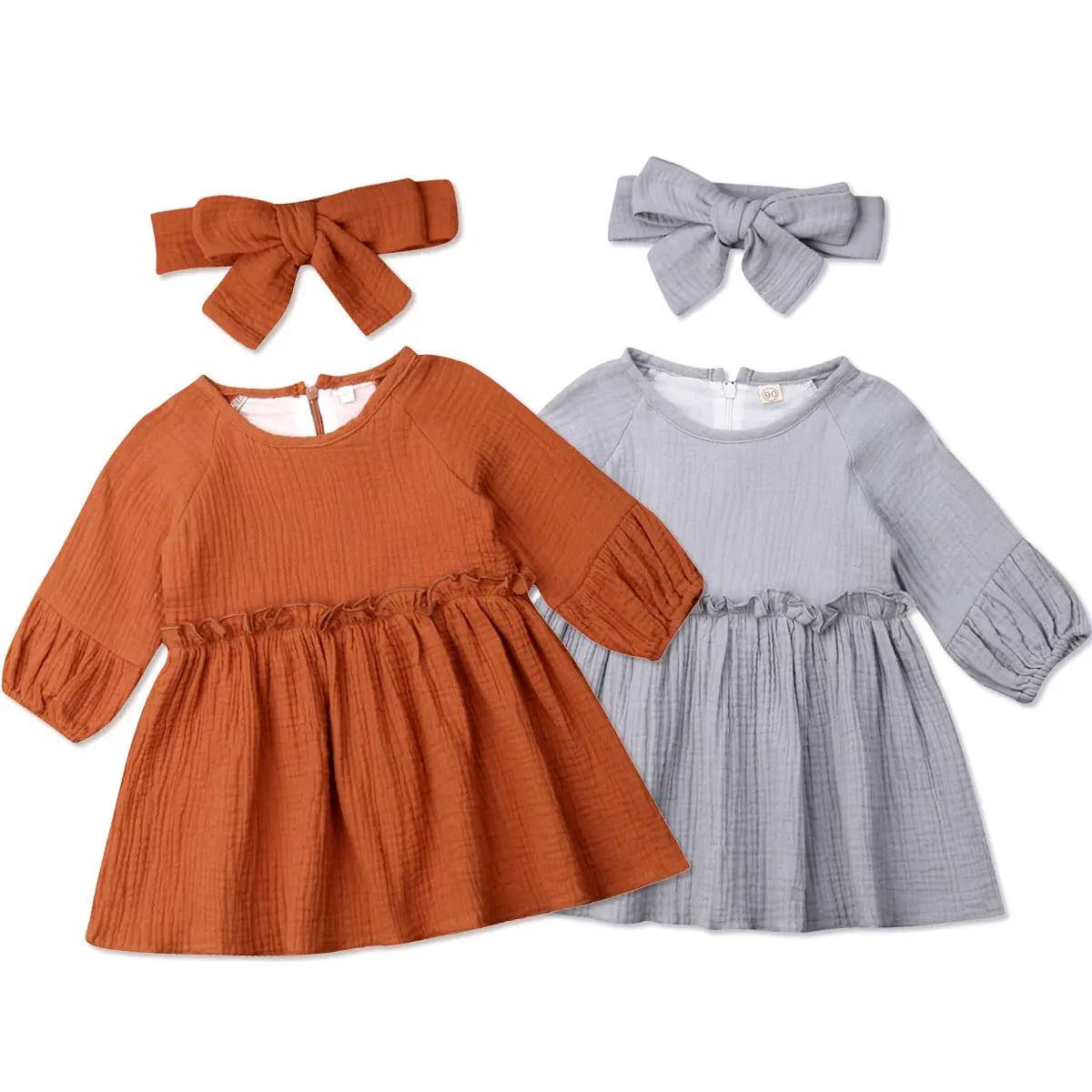 Винтажное платье для маленьких девочек возрастом от 1 года до 4 лет платье-пачка с длинными рукавами и оборками осенне-весенние костюмы для девочек, одежда для маленьких девочек