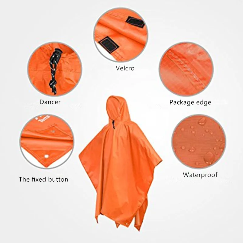 Waterproof raincoat Travel Portable Triple Raincoat Women Men Poncho Outdoor Hiking Fishing Mountaineering Cycling